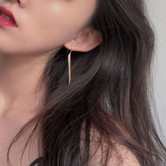 Gold Snake Chain Dangle Tassel Earrings - Picture 1 of 4